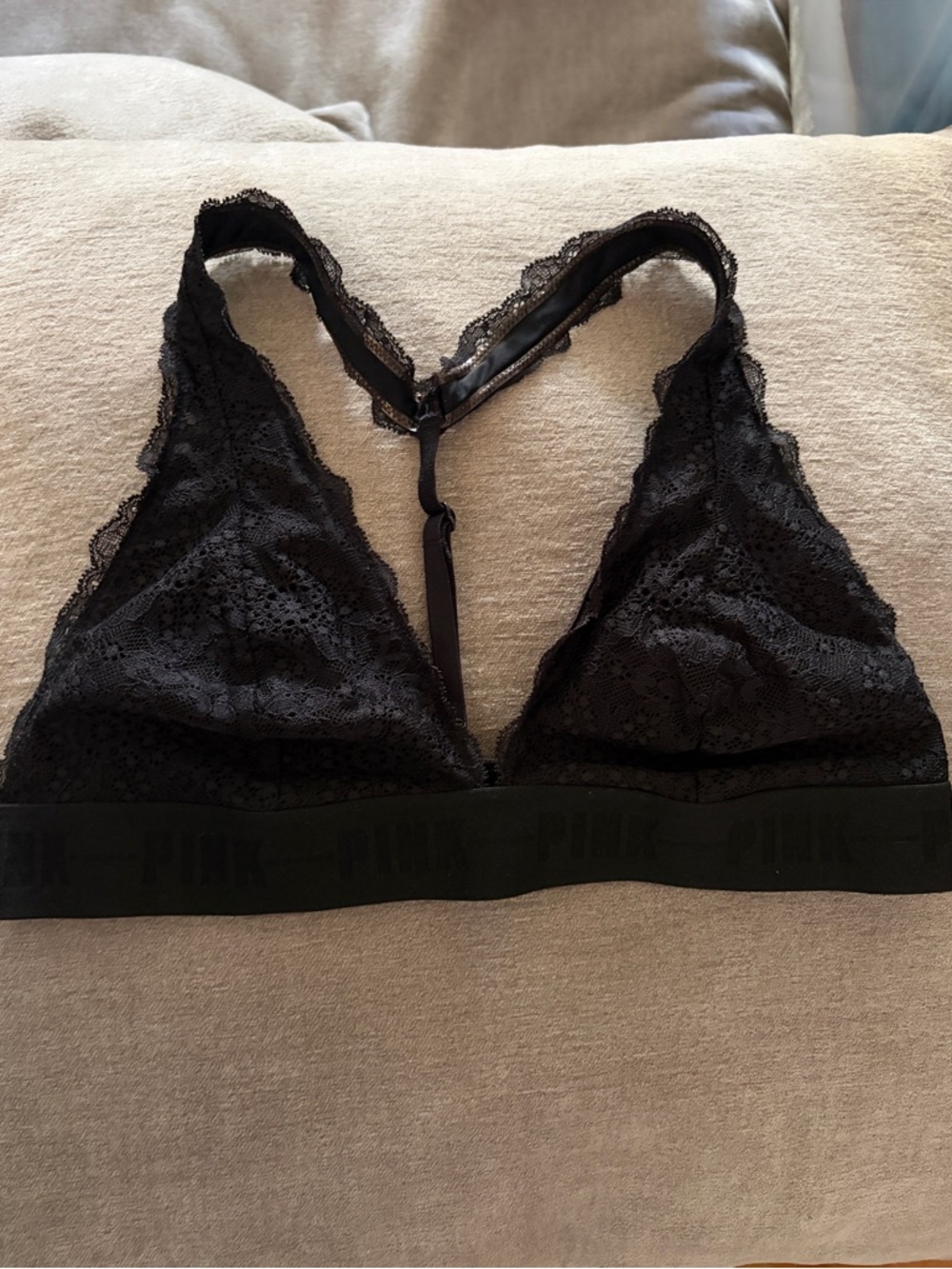 PINK Victoria's Secret Black Lace Racerback Bralette